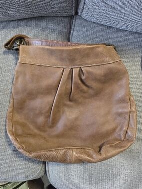 Roots Brown Leather Hobo Shoulder Bag